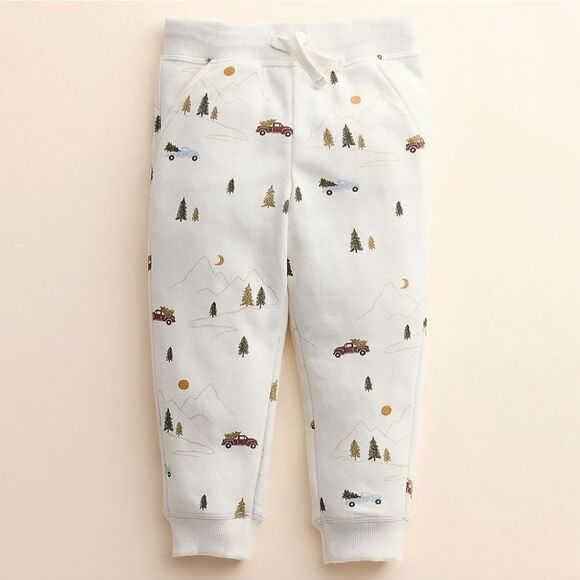 Little Co. by Lauren Conrad Ivory Truck Print Jogger Pants - Picture 1 of 1
